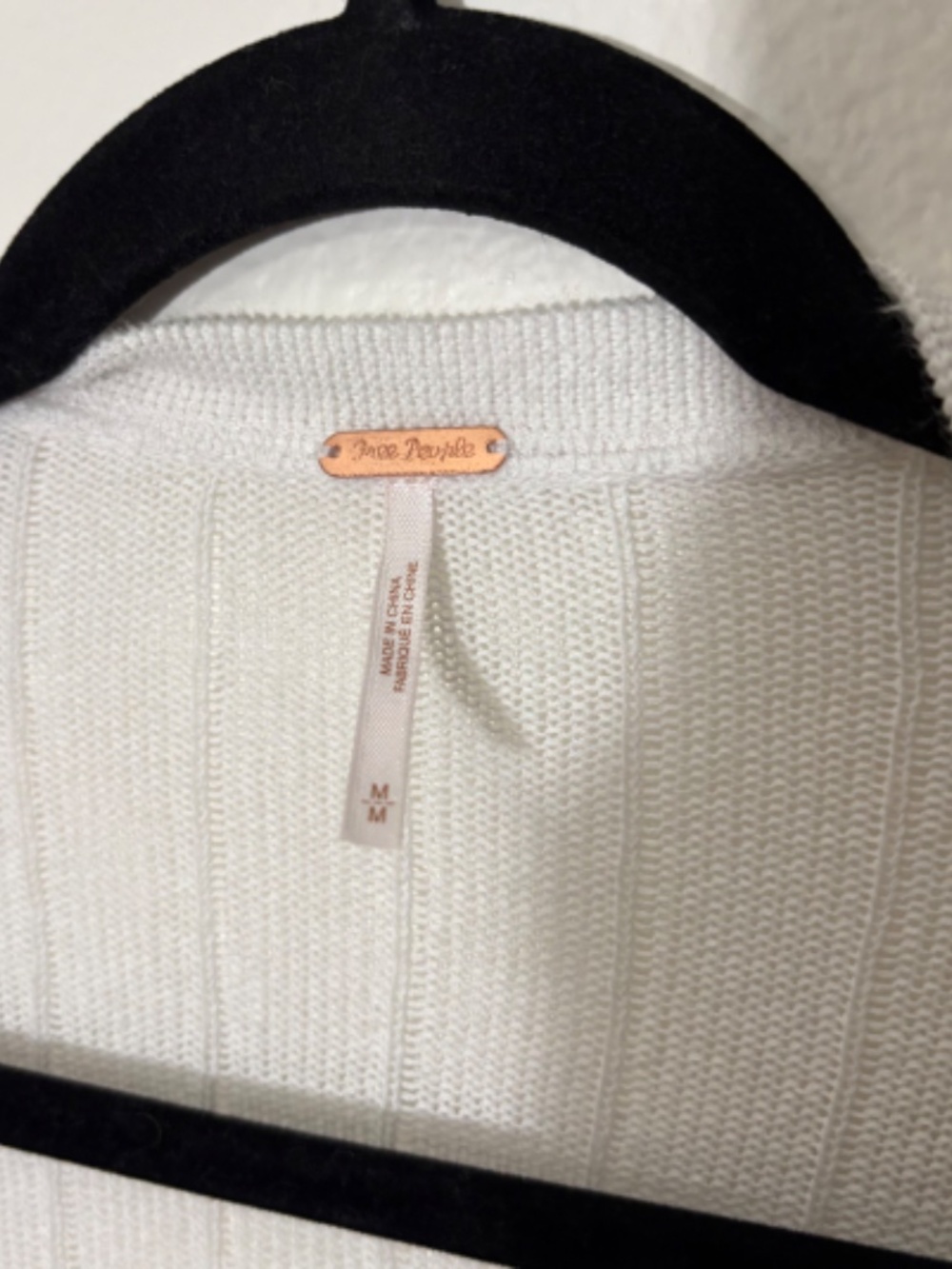 Free People White Ribbed Knit Duster Cardigan Long Sleeve Open Front M Linen - Picture 2 of 5